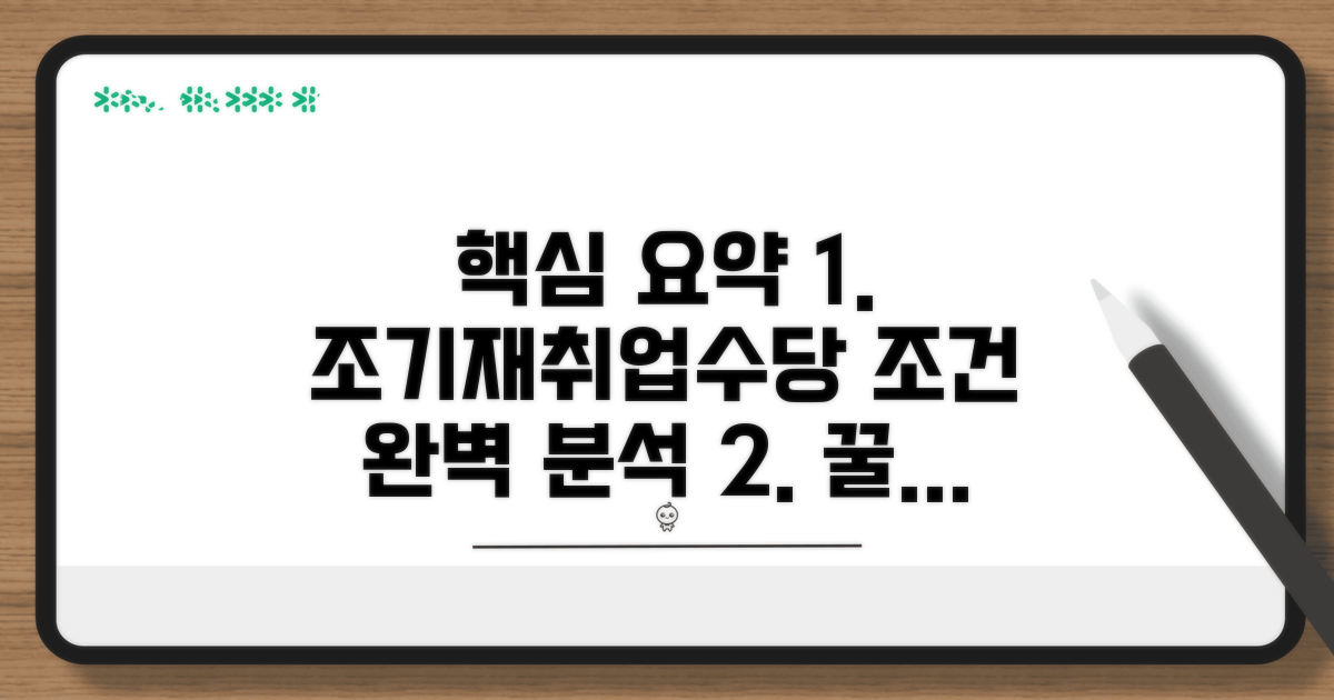 조기재취업수당 핵심 조건 파헤치기